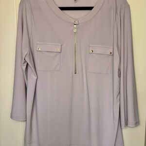 Anne Klein Lavender Blouse with Gold Accents